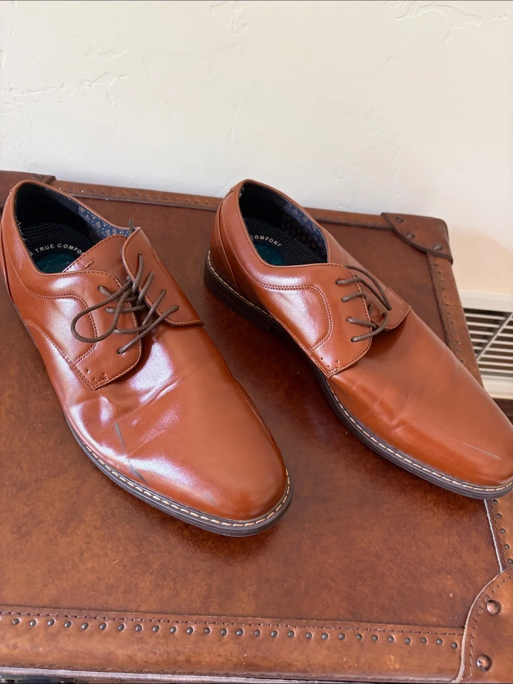 Nunn Bush Men’s Cognac Brown Leather Derby Dress Shoes